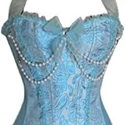 tage Victorian Wedding Dress Corset Bridal Elegant Pink Blue Burlesque Corsets And Bustiers Overbust Lingerie Pearl Corselet-image-36