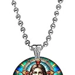 afh Sacred Heart of Jesus Acrylic Pendant with Bead Chain | Christian Religious Jewelry-picture-22
