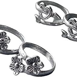 Women & Girls Metal Fancy Glossy finish Toe Ring Adjustable Bichiya/Leg Finger Ring-Combo-2 (A_C_P_110748_Silver)-image-98