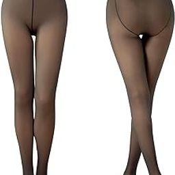 Women Fleece Lined Tights Fake Translucent Thermal Leggings Winter Sheer Warm Nude Pantyhose Footless Tights For Women Winter Wear Full Foot (Black, Free Size) (300g-Thick Fleece)-image-87