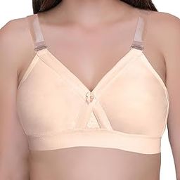 Super Fit Everyday Non Padded Side Support Cotton Full Coverage Bra for Women with Transparent Strap Plus Size Bra-picture-0