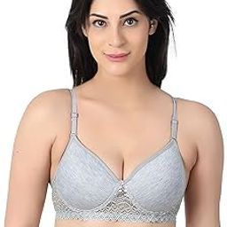 Women's Lace with Lightly Padded, Bralette T-Shirt Bra Provides Full Coverage Seamless and Non-Wired All Day Comfort B Cup Pack of Multi with Free Straps-picture-1