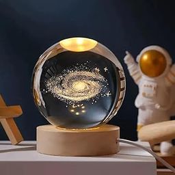 Galaxy LED Night Light, 3D Crystal Ball Lamp with Space Theme, Room Decor with Wooden Base-image-42