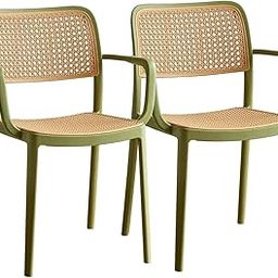 INNOWIN Mirra Chair for Dinning Room Rattan Dinning Chair Modern Stackable Desk, Home & Outdoor Fits at All Places, One Year Warranty | Green | Pack of 2-4
