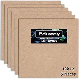 Eduway® 12x12 Inch MDF Board Wood Sheet for Mandala , Lippan, Resin Art & Craft, 4mm Thick, Pack of –5 - Premium Cardboard Material for Artists, Art and Craft Students - Hard Cutout in Small and Large Sizes (30x30 cms)-17