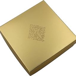 PARAS's Paper 4 Cavity Empty Chocolate Gift Box Rectangle Folding Paper Sweet Boxes for Packing Return Gifts Box, Pack of 25, Golden-image-27