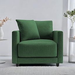 Casaliving Dominic 1 Seater Sofa Set for Living Room (Green Fabric) Premium Fabric Sofa-image-80