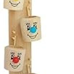 Linquard Collection Store Beautiful Wooden Marble Slider Tree Ball Run Track with 6 Tilting Buckets Toy Family Fun Game-7