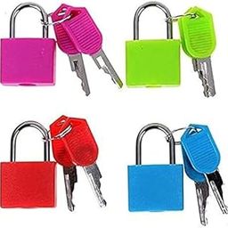 Smart Buy Lock Set Small Size Padlocks for Securing Luggage .Metal Luggage Padlocks with Keys I Baggage Locking System .Tiny Small Brass Lock and Key Size (30Mmx25Mm) Multicolor- 4 Pcs-image-82
