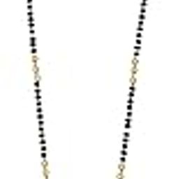 Traditional Necklace Pendant Gold Palted Glorious Hand Meena Long Mangalsutra/Black Beads Mangalsutr For Women Gold long chain(golden mangalsutra 24 inch-no-6)-image-92