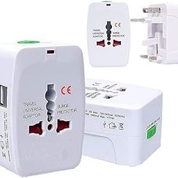 SXDHK Multifunctional Travel Adapter with Build in Charger Dual USB Ports with 125V 6A 250V Electrical Protected Plug Compatible with Laptop Cameras (White)-18