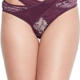 Women's Lace Mid Waist Bikini Panty with Criss-Cross Tie-up - Purple-image-38