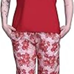 Women's Cotton Solid Top and Pyjama Set | Women's Cotton Printed Round Neck T-Shirt with Pajamas | Night Suits for Women | Lounge Wear Set for Women-image-78