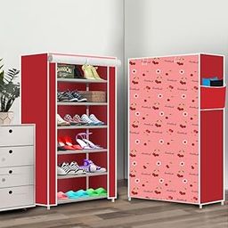 Genipap 6 Shelf Designer Foldable Collapsible Portable Wardrobe/Shoe Rack Storage Organizer Closet Almirah for Clothes, Kids Toys, Cupboard & Cloth Rack (Fabric, Metal)-image-115