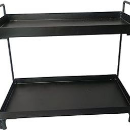 INDART 2-Tier Metal Storage Rack – Multipurpose Countertop Organizer Shelf for Kitchen, Bathroom, Office & Vanity – Durable Black Tiered Rack with Anti-Scratch Rubber Base-image-23