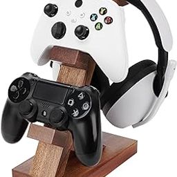 GEEKRIA Solid Wood Dual Gamepad Controller and Headphone Stand, Controller Storage Stand Holder for PS4/PS5/Xbox/Switch/8BitDo, Universal Desk Game Accessories-image-27