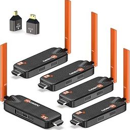 WELUSOPU Wireless HDMI Transmitter and 4 Receivers, Supports up to 6 Receivers, 5.8G Wireless HDMI Extender Streaming Laptop Content to Various TVs, 165 Feet-34