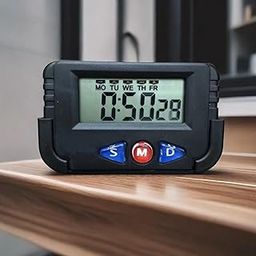 PulGos Plastic Digital LCD Calendar & Timer – Versatile Desk, Car, and Dashboard Clock, Black, 6.4x4 cm, Features Digital Alarm, Stopwatch, and Calendar Functions for Office and Vehicle UseTop of Form-image-4