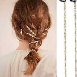 CHIROGRAPHY 2 Pcs Premium Braided Hair Chain Punk Gold Color Metal Wheat Tassel Hair Clips Hair Extensions Braiding Hair Pins Hair Accessories for Women Girls Wedding Party 2Pcs-image-91