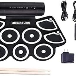 VikriDA 9 Pad Portable Electric Tabletop Drum Set, Roll Up MIDI Practice Drum Pad with Dual Speaker, Real Sound Effect Machine Gift for Kids Adult-14