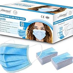 ALITMUN® 3 Ply Disposable Face Mask (Blue Color) with Adjustable Nose Pin & Soft Ear loop, 3 Layer Medical Surgical Mask with BFE/PFE >98%, CE ISO certified, for Men & Women-picture-13