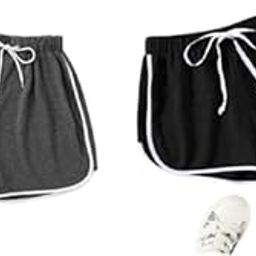Women Sports Shorts, Dancing Workout, Running Yoga Shorts Pant/Shorts for Women's/Girl's Charcoal & Black Pack of 2-image-66