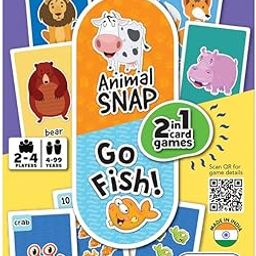 Frank Animal Snap & Go Fish Card Games | 2-in-1 Fun Matching & Memory Game for Kids 4+ Years & Adults | Classic Travel-Friendly Card Game with 104 Cards for Family Game Night & Early Learning-7