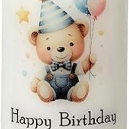 Personalised Birthday Candle, White Pillar with Teddy Bear Design, Customisable Name, Birthday Gift and Decor, Enter Your Name, Printed Candle, Yellow Candles, Miraen-image-58
