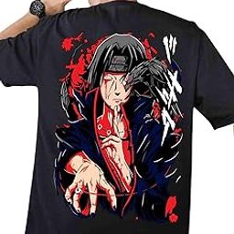 Men Black Graphic Printed Oversized Half Sleeve T-Shirt | ANIME 174-image-75