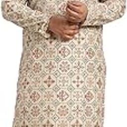 PLUS (Since 1958) Men's Cotton Linen Yellow and Multi Printed Kurta and White Pyjama Set-picture-17