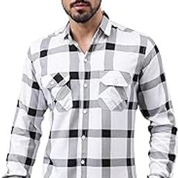 Men's Rayon Printed Regular Fit Summer Shirt for Man - Poket, Full Sleeves, Spread Collar for Stylish Summer - Daily - Checks Shirts for Man Stylish-3