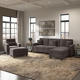 Torque - Moscow 1 Seater + 4 Seater L Shape Fabric Sofa Set (Right Side, Dark Brown) with Ottoman for Living Room|Bedroom,Office,Home Furniture |3 Year Warranty-image-51