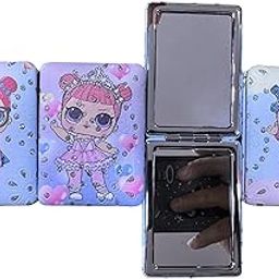 richtots Premium Princess Compact Glass Makeup Mirror Mini Portable Double-Sided Magnifying Handheld Mirror for Travel Random Colour Tabletop Mount-54