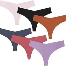 Breathable String Low Rise Panties Invisible Hipster Underwear Seamless Thongs No Show Free Size V-Waisted Stretch Panty for Women's (Multicolor) (Pack of 3)-14