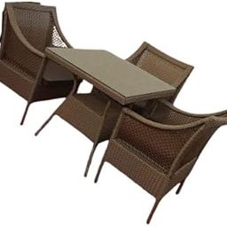 4-Seater Rattan Dining Table Set with Cushioned Chairs – Outdoor/Indoor Patio Set with Rectangular Glass Top Table-image-72