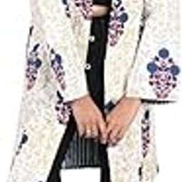 Women's Traditional Jaipuri Handblock Printed Reversible Quilted Overcoat-image-4