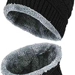 Woolen Hat Cap,Woolen Neck Warmer Scarf Men & Women Winter Woolen Cap Hat Woolen Neck Warmer Scarf Set for Men & Women Velvet Neck Scarf Free Size (Multi-Color)-image-76