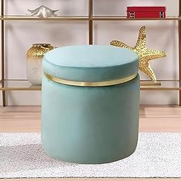 Access Craft Ottoman .Stool for Living Room Sitting Furniture Wooden Velvet Puffy Stool Footrest Footstool Pouf (Mint Green)-15