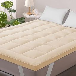 Linenovation 1000GSM Hollow Fibre Mattress Padding/Topper Beige for Double Bed-72 Inch X 72 Inch-27