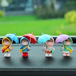 Spiaty Umbrella Cute Couple Home, Car and Office Decor Figurine (Small, Blue, Set of 4)-image-19