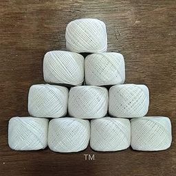 SYGNIUS 10 Piece Set Cotton Crochet Yarn For Knitting And Crafting Work Hand Work Thread (White), 180 Gram-image-67