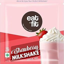 eatfit Strawberry Milkshake Premix – Pack of 10 (10 x 25g) I Make Thick & Smooth Texture Milkshakes I Instant Drink Mix-13