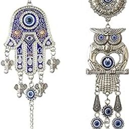 TIED RIBBONS 2 Pcs Vastu Feng Shui Blue Evil Eye Hanging for Home Entrance Car Wall Main Door Office Pendant Ornament Amulet for Protection and Good Luck Decorative Gift Items (10 inch)-image-27