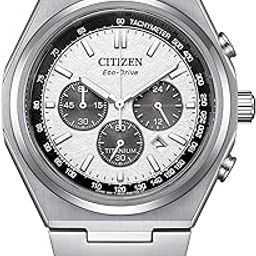 Men's Eco-Drive Zenshin Chrono Silver Dial Super Titanium Bracelet Analog Watch 42.5Mm - Ca4610-85A, Band_Silver-23