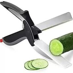 classic-hub Clever Cutter 2 in 1 Stainless Steel Multi Functional Kitchen Vegetable Clever Cutter Scissor for Home/Kitchen with Lock System Clever Cutter(Pack of 1pcs)-picture-13