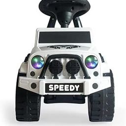 Speedy Kids Ride-On Push Car with LED Lights, White and Black, Toddler Foot-to-Floor Vehicle-image-9