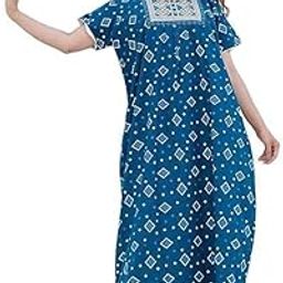Womens Pure Cotton Block Print Regular Rajasthani Jaipuri Maxi Nighty-image-87