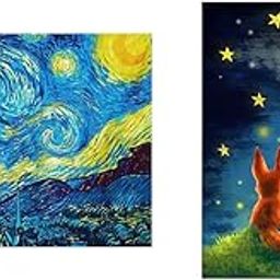 HASTHIP® 5D Diamond Painting Kit Combo, The Starry Night Van Gogh & The Little Prince, 30x40cm DIY Rhinestone Art for Wall Decoration, Journaling, Scrapbooking, Crafts, Gift for Adults & Kids-image-1
