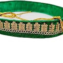 Women's Green Kamarband (Bridal Belt) with Golden Embroidery (Adjustable) width 3cm-image-25
