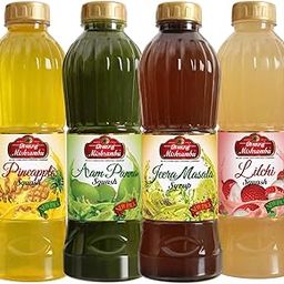 Mishrambu Squashes & Syrups Combo- Pineapple, Litchi, Aam Panna and Jeera Masala (Pack of 4, 750ml each)-2